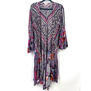 Umgee Kimono‎ Colorful Festival Boho Floral  Bell Sleeve Long Size large long li